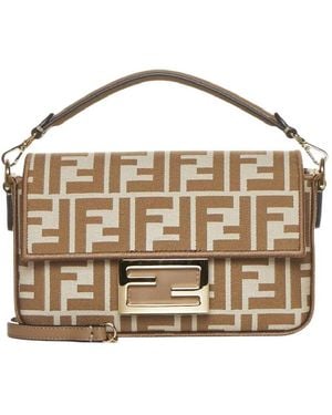 Fendi Baguette Ff Jacquard Chain Strap Bag - Metallic