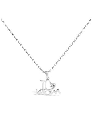 Haus of Brilliance 925 Sterling Diamond Accent "I Love Mom" Heart Pendant Necklace - Metallic