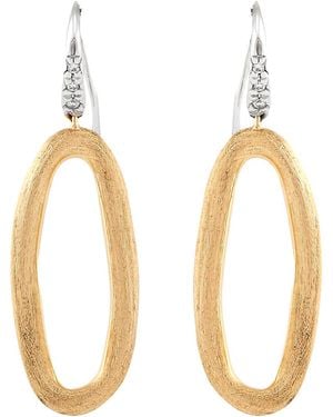 Marco Bicego Jaipur 18K Oval Link Diamond Hook Earrings - Metallic