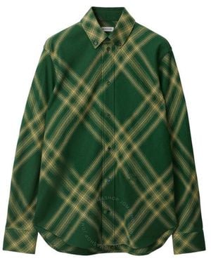 Burberry Equestrian Knight Check Pattern Shirt, Brand Size 8 Us - Green