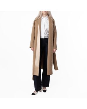 Ferragamo Belted Wrap Wool Coat, Brand Size 42 Us - Black