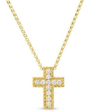 Roberto Coin Small Diamond Cross Pendant Necklace - Metallic
