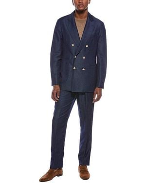 Brunello Cucinelli Wool Linen Deconstructed Blazer, Brand Size 46 (Us - Blue