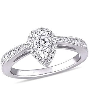 Amour 1/3 Ct Tw Diamond Teardrop Halo Ring - Metallic