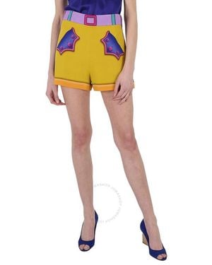Moschino Ladies Woven Patchwork Printed Shorts, Brand Size 40 (Us Size 6) - Black