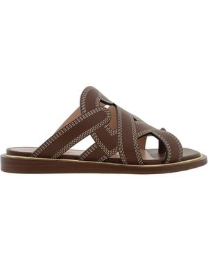 Bally Glada Leather Flat Sandals - Brown