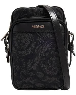 Versace Barocco Jacquard Crossbody Bag - Black