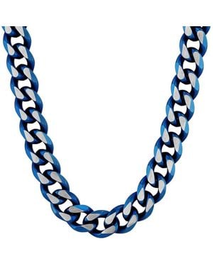 Robert Alton Stainless Steel With Ip Curb Link Fashion Chain - Blue
