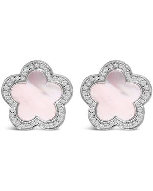 Haus of Brilliance 14K Mother Of Pearl And 1/5 Cttw Diamond Halo Star Stud Earrings - Pink