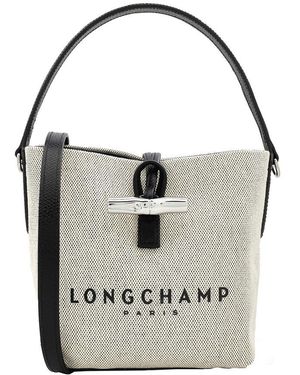 Longchamp Essential Xs Logo Canvas Bucket Bag - Metallic