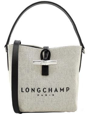 Longchamp Essential Xs Logo Canvas Bucket Bag - Metallic