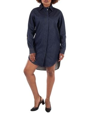 Loewe Leather Patch Chain Shirt Dress, Brand Size 34 - Blue