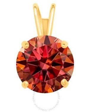 Maulijewels 1.00ct D-vvs1 Water Melan Moissanite Diamond 14k Yellow Gold Solitaire Necklace With Gold Plated Silver Chain - Red