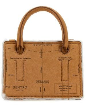 Dentro Printed Paper Mini Otto Paper Handbag - Brown