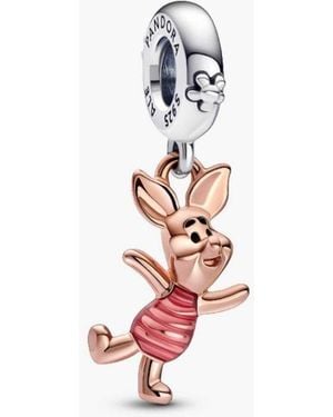 PANDORA Disney Piglet Sterling And 14K Rose-Plated Dangle - White