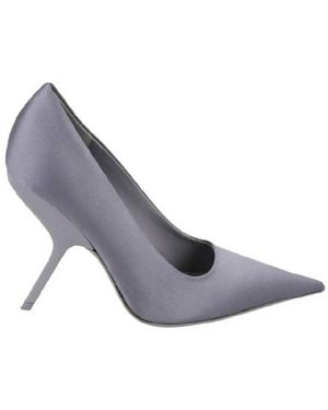 Ferragamo Eva X5 Pointed-Toe Satin Pumps - Gray