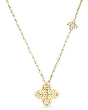 Roberto Coin 18K Arabesque Medium Diamond Flower Necklace - Metallic