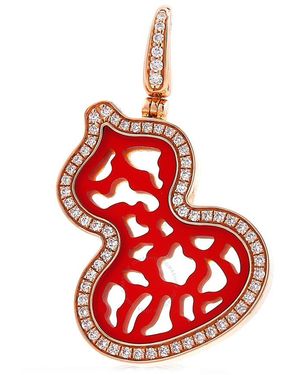 Qeelin Wulu Ladies 18K Rose Diamond Pendant - Red