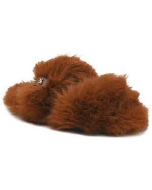 Michael Kors Faux Fur Tula Slides, Brand Us - Brown