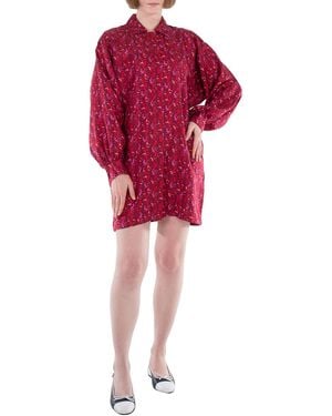 Max Mara Ozio Printed Silk Shirt Dress - Red