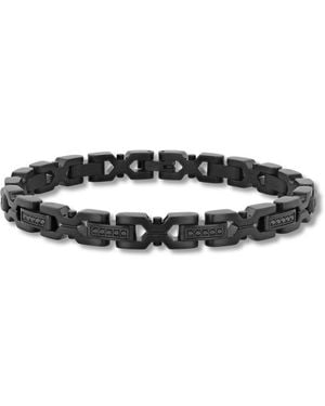 Robert Alton 1/2Ctw Diamond Stainless Steel With Finish & Forged Carbon Fibre Bracelet - Black