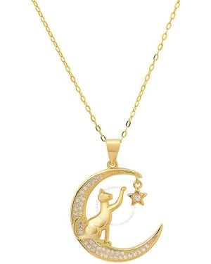 Kylie Harper Over Dangling Moon/Star Cat Cz Pendant Necklace - Metallic