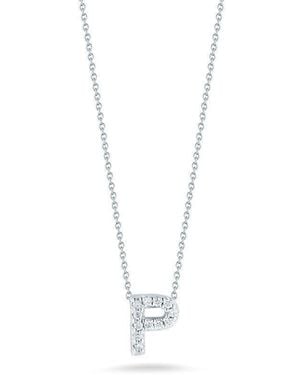 Roberto Coin 18k White Gold Tiny Treasures Diamond Letter P Pendant - Metallic