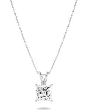 Mure And Co 3Ctw Princess Shaped Lab Grown Diamond (F/Vs) Split Bale Solitaire Pendant - Metallic