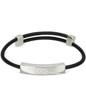 Gucci Tag Sterling Interlocking G Bracelet - Black