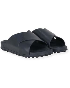 Tod's Tod's Leather Crossover Slide Sandals - Black