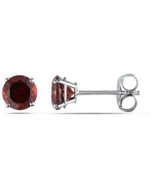Amour Garnet Stud Earrings - Brown