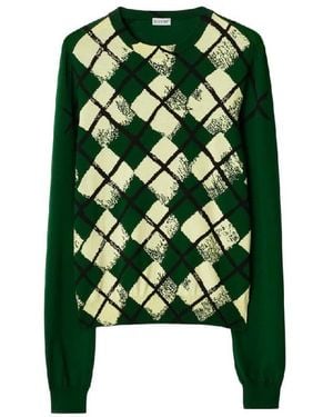 Burberry Argyle Crewneck Cotton Jumper - Green