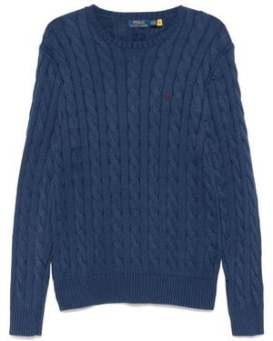 Polo Ralph Lauren Cotton Cable Crew Knit Sweater - Blue