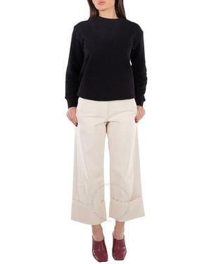 Moncler Genius Cropped Cotton Trousers, Brand Size 40 (Us - Natural