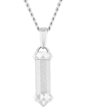 Robert Alton Stainless Steel Textured Barrel Pendant - White