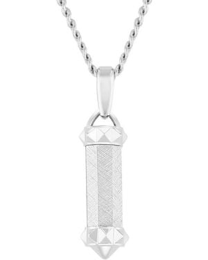 Robert Alton Stainless Steel Textured Barrel Pendant - White