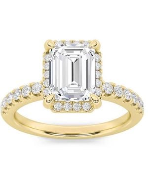 Mure And Co 2Ctw Emerald Shaped Lab Grown Diamond (F/Vs) Halo Accented Engagement Ring - Metallic
