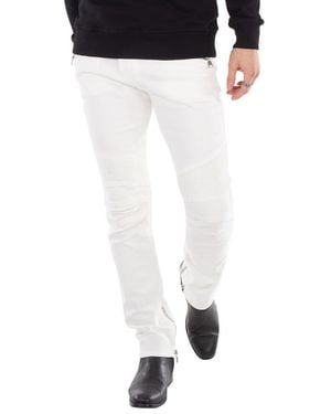 Balmain Slim Leg Biker Jeans, Waist - White