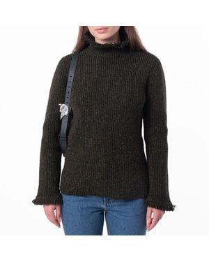 Burberry Fringed Rib-Knit Wool Jumper - Green