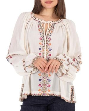 Isabel Marant Ladies Ecru Clive Silk Blend Blouse - Natural