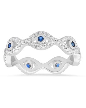 Kylie Harper Sterling Cz Evil Eye Eternity Band Ring - Blue