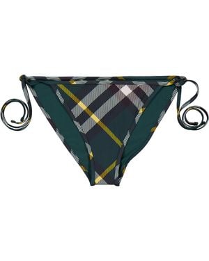 Burberry Checked Side-Tied Bikini Bottoms - Green