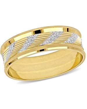 Amour 6Mm Ribbed And Striped Curved Wedding Band - Metallic