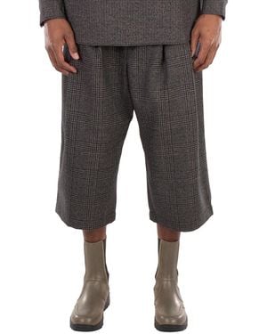 Emporio Armani Chequered Wide-Leg Cropped Trousers - Grey