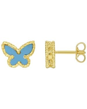 Kylie Harper Ladies 14K Butterfly Stud Earrings - Blue