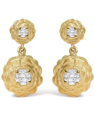Haus of Brilliance 14K Plated Sterling 1/2 Cttw Lab Grown Diamond Rose Motif Drop Earrings - Metallic