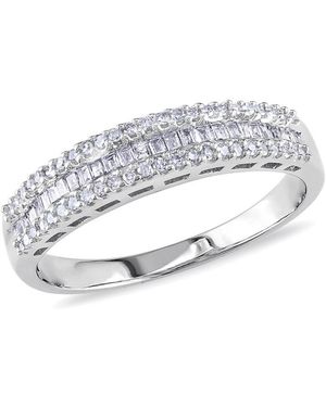Amour 1/3 Ct Tw Baguette And Round Diamond Anniversary Band - Metallic
