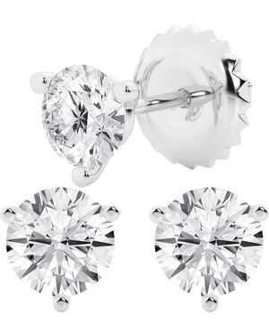 Brilliant Diamond 2 Carat Round Cut Lab Grown Diamond Stud Earrings - White