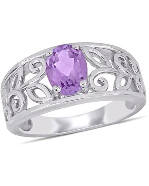 Amour Oval Cut Amethyst Filigree Ring - Metallic