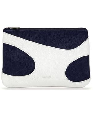 Ferragamo Panelled Design Leather Phone Pouch - Blue